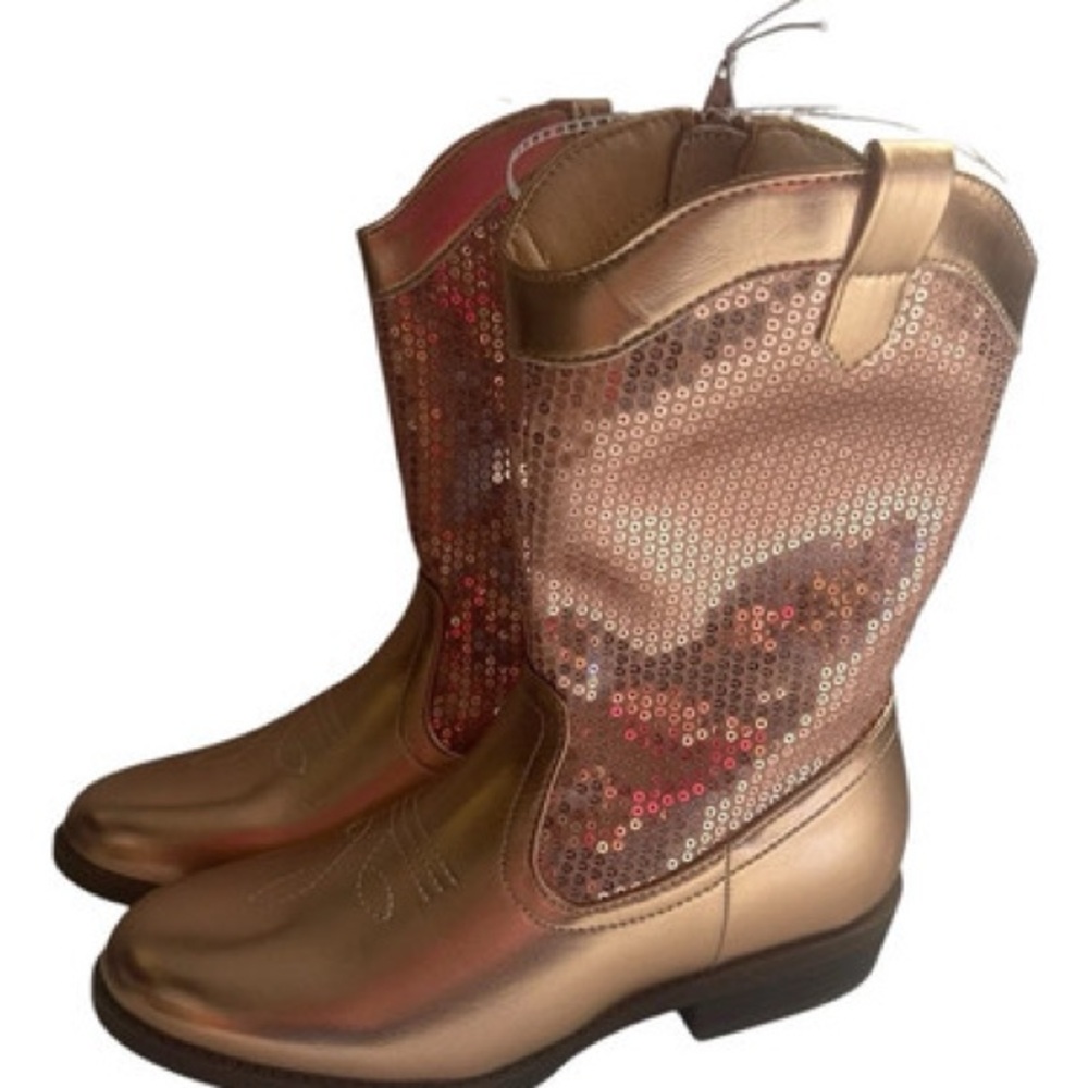 Gold Sequin Big Girls Boots